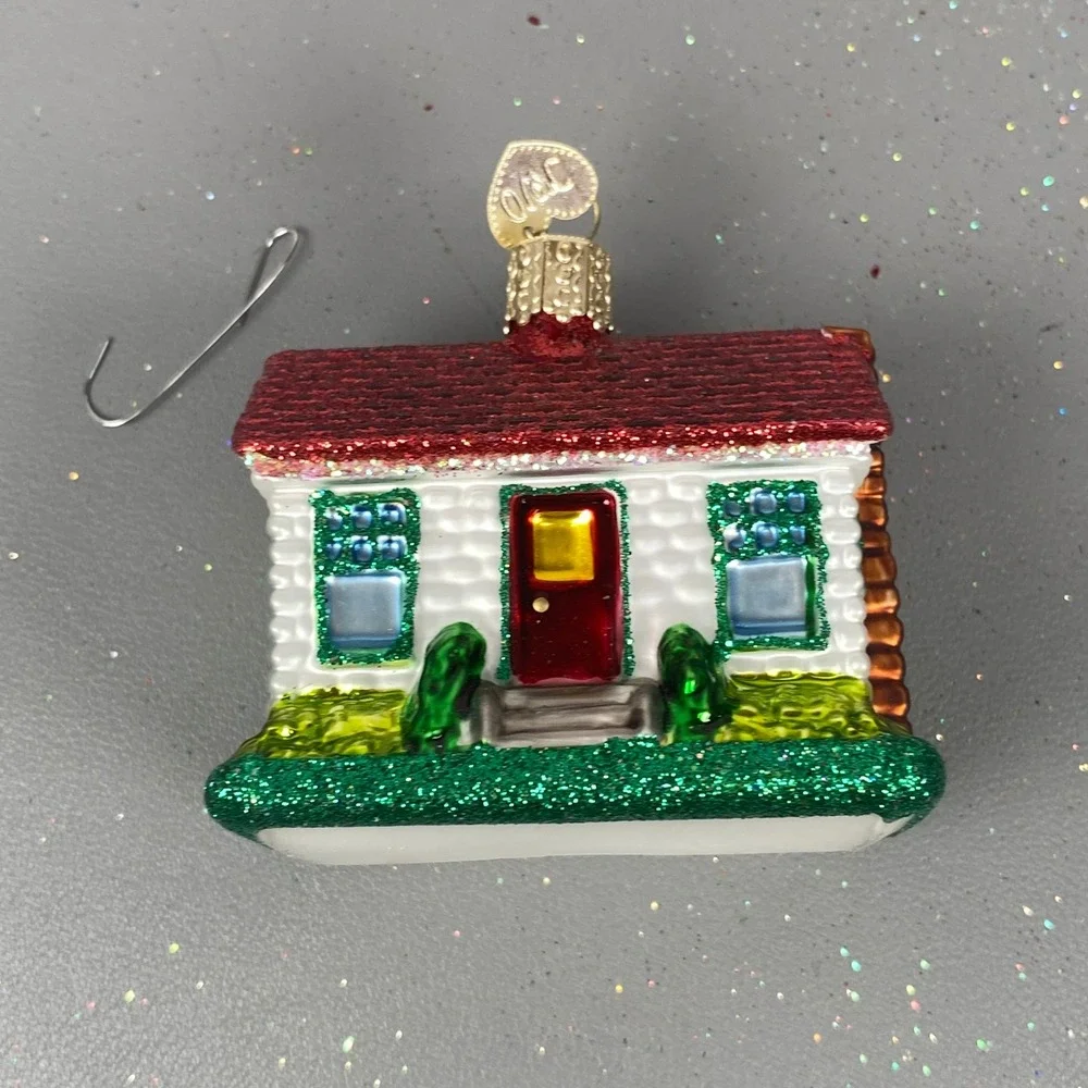 Old World Christmas Glass Ornaments Inside Art Santa Fireplace & Cottage House